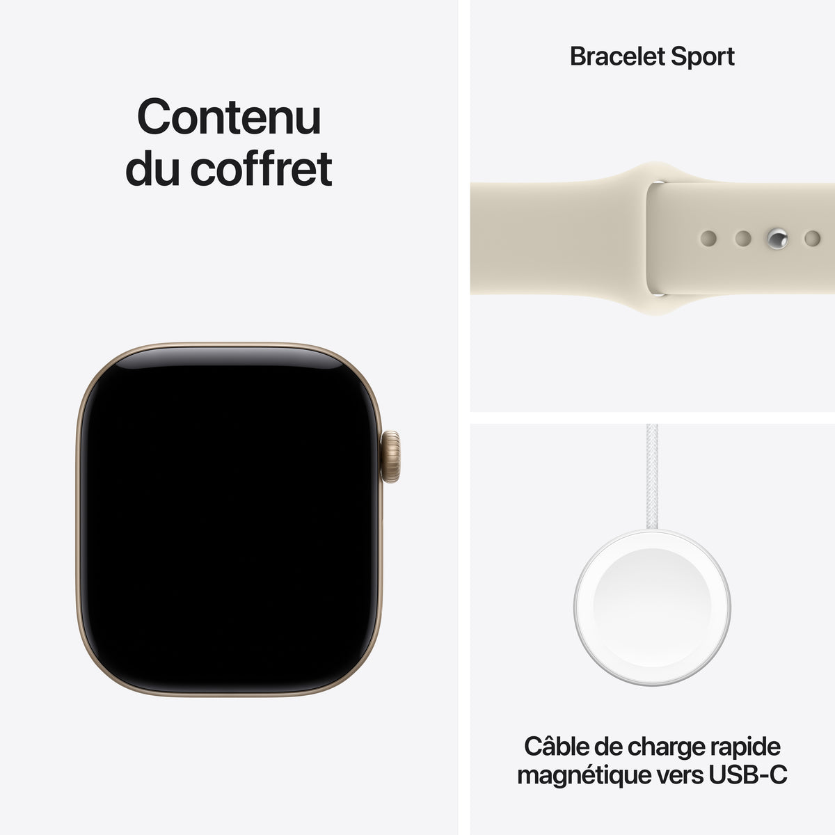 Apple Watch Series 12 GPS, Boîtier en aluminium or clair de 46 mm, Bracelet Sport sable - S/M