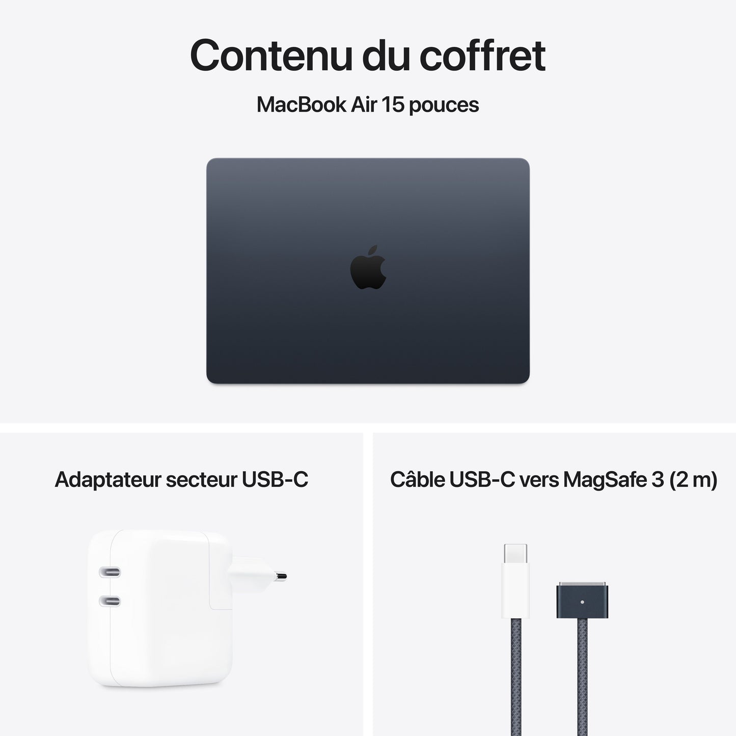 MacBook Air 15 pouces: Puce Apple M4 avec CPU 10 cœurs et GPU 10 cœurs, 512 Go SSD - Minuit