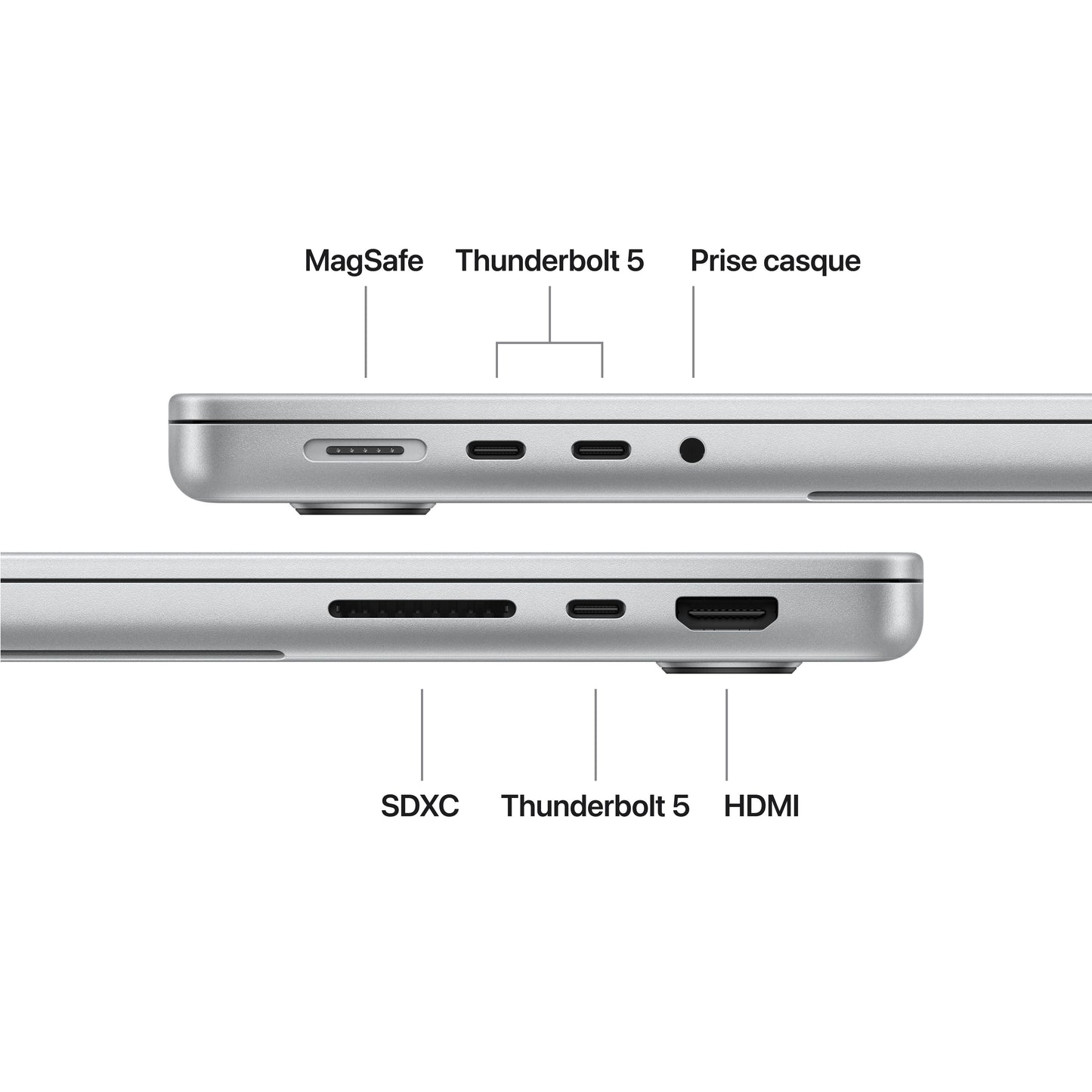 MacBook Pro 14 pouces: Puce Apple M5 Pro avec CPU 18 cœurs et GPU 20 cœurs, 2 To SSD - Argent