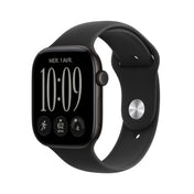 Apple Watch Series 12 GPS, Boîtier en aluminium noir de 46 mm, Bracelet Sport noir - M/L