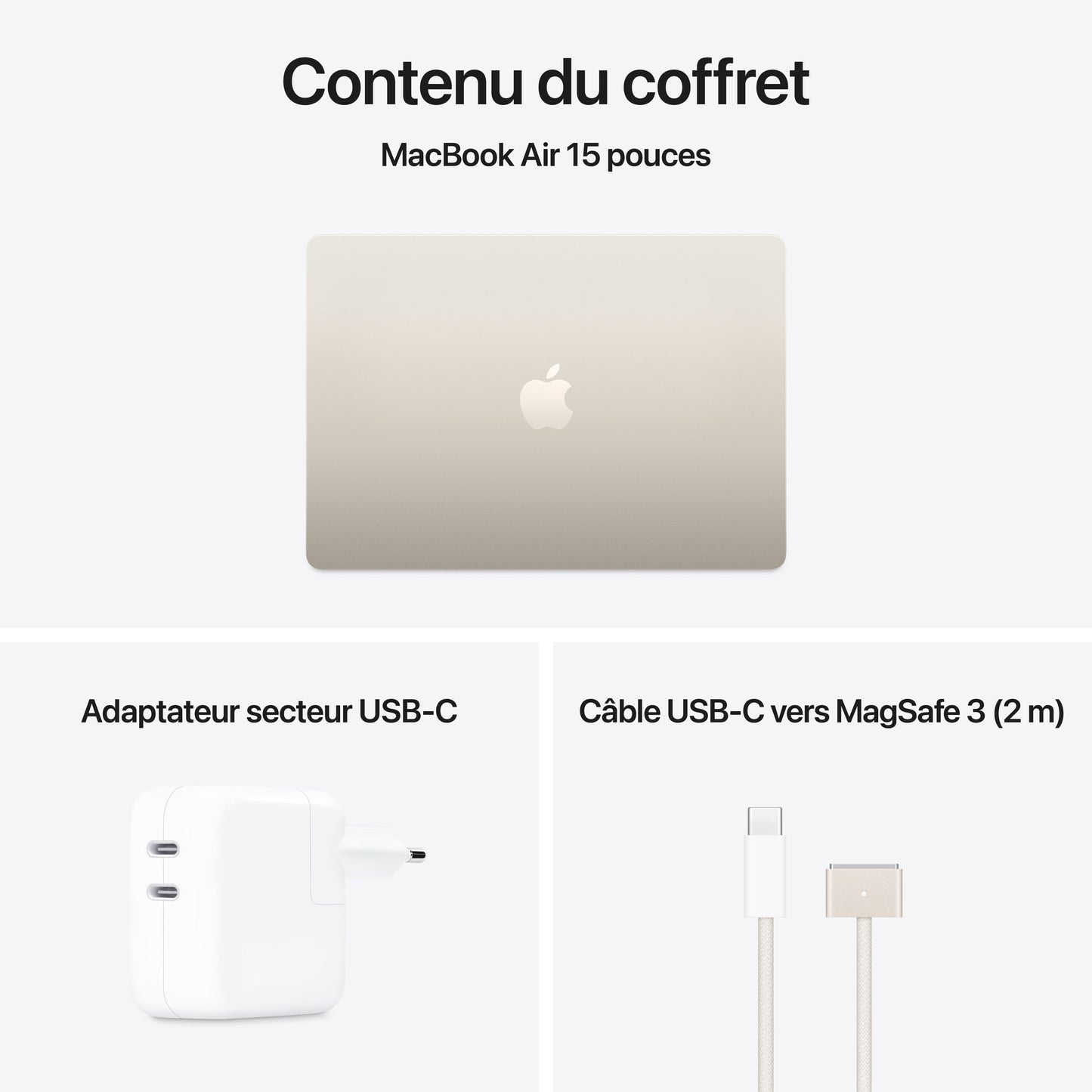 MacBook Air 15 pouces: Puce Apple M4 avec CPU 10 cœurs et GPU 10 cœurs, 512 Go SSD - Lumière stellaire