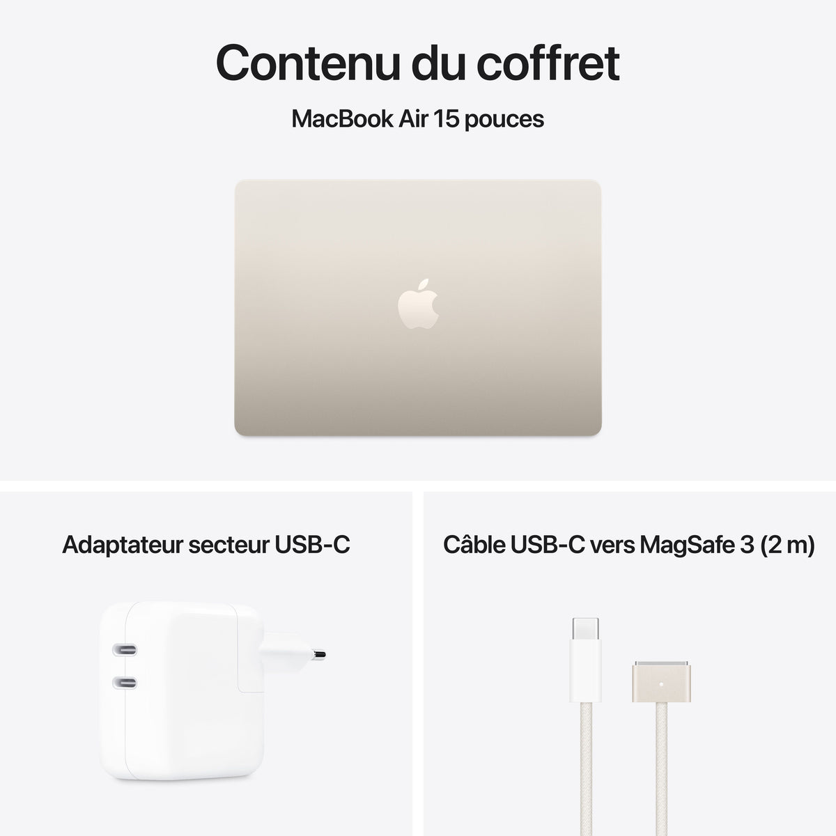 MacBook Air 15 pouces: Puce Apple M4 avec CPU 10 cœurs et GPU 10 cœurs, 512 Go SSD - Lumière stellaire