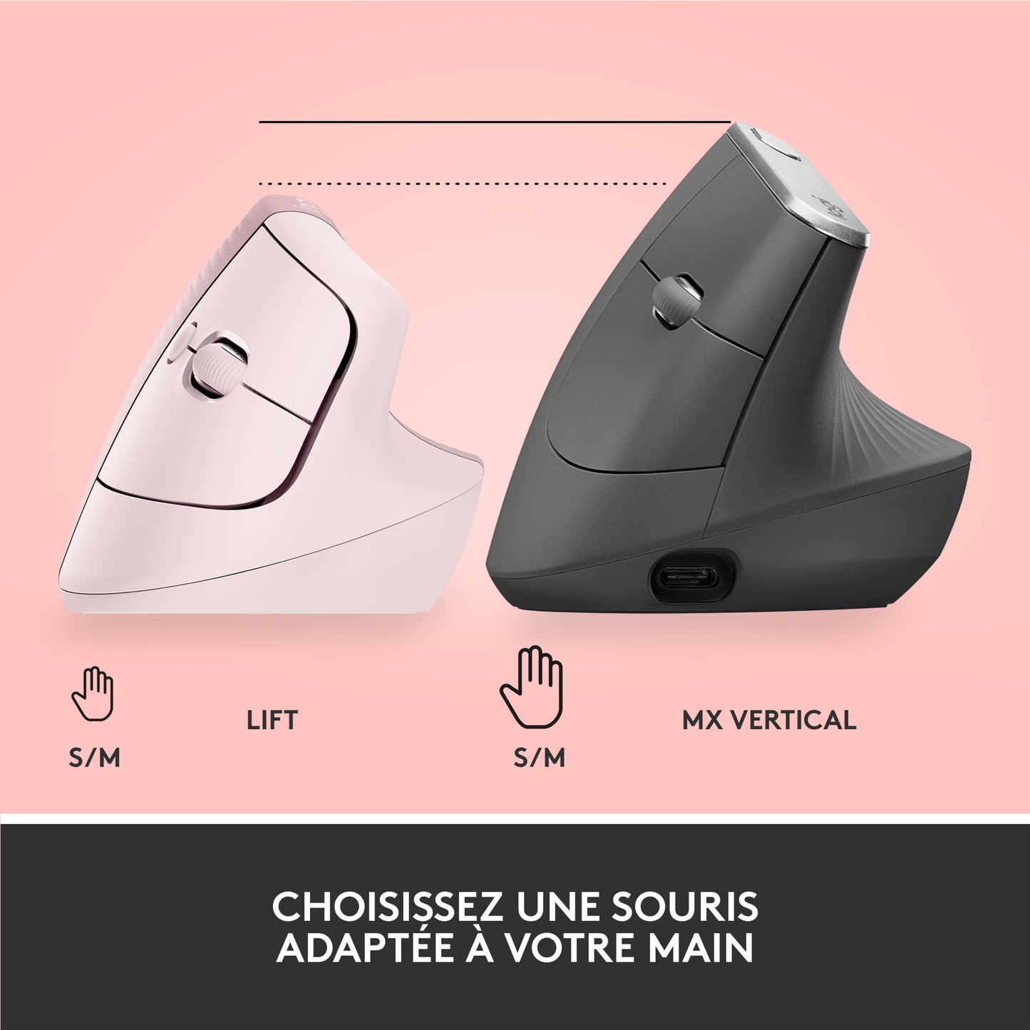 Logitech Lift RF sans fil + Bluetooth • Rose