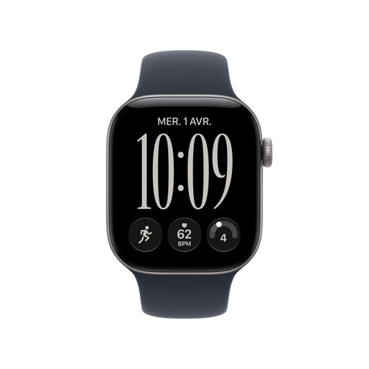 Apple Watch Series 12 GPS, Boîtier en aluminium gris sidéral de 42 mm, Bracelet Sport bleu marine - M/L