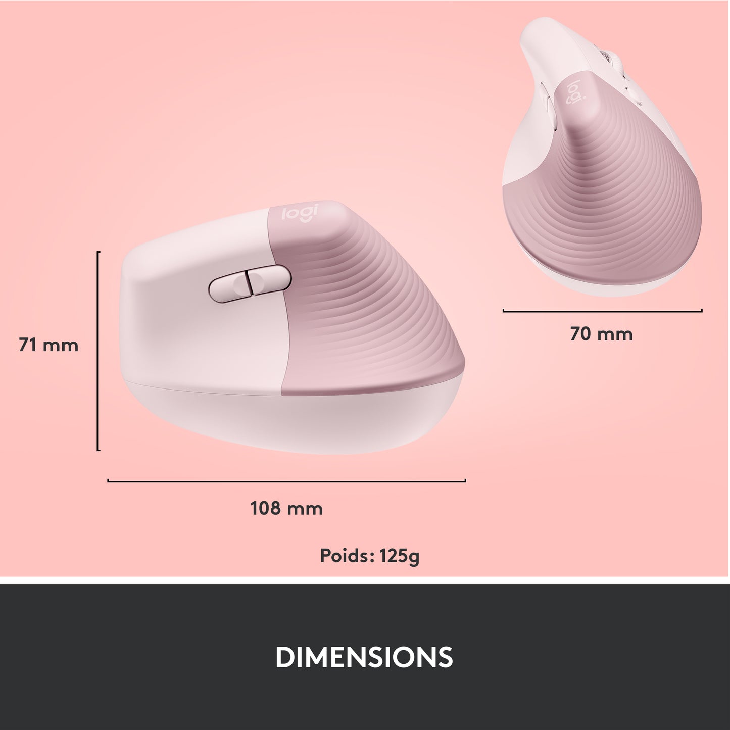 Logitech Lift RF sans fil + Bluetooth • Rose