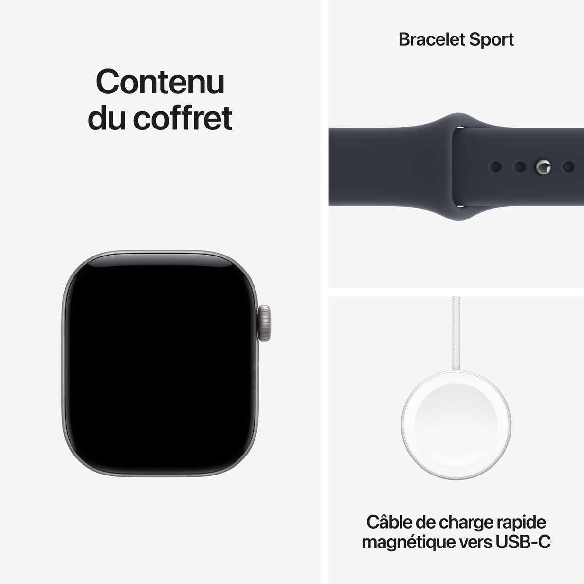 Apple Watch Series 12 GPS, Boîtier en aluminium gris sidéral de 42 mm, Bracelet Sport bleu marine - M/L