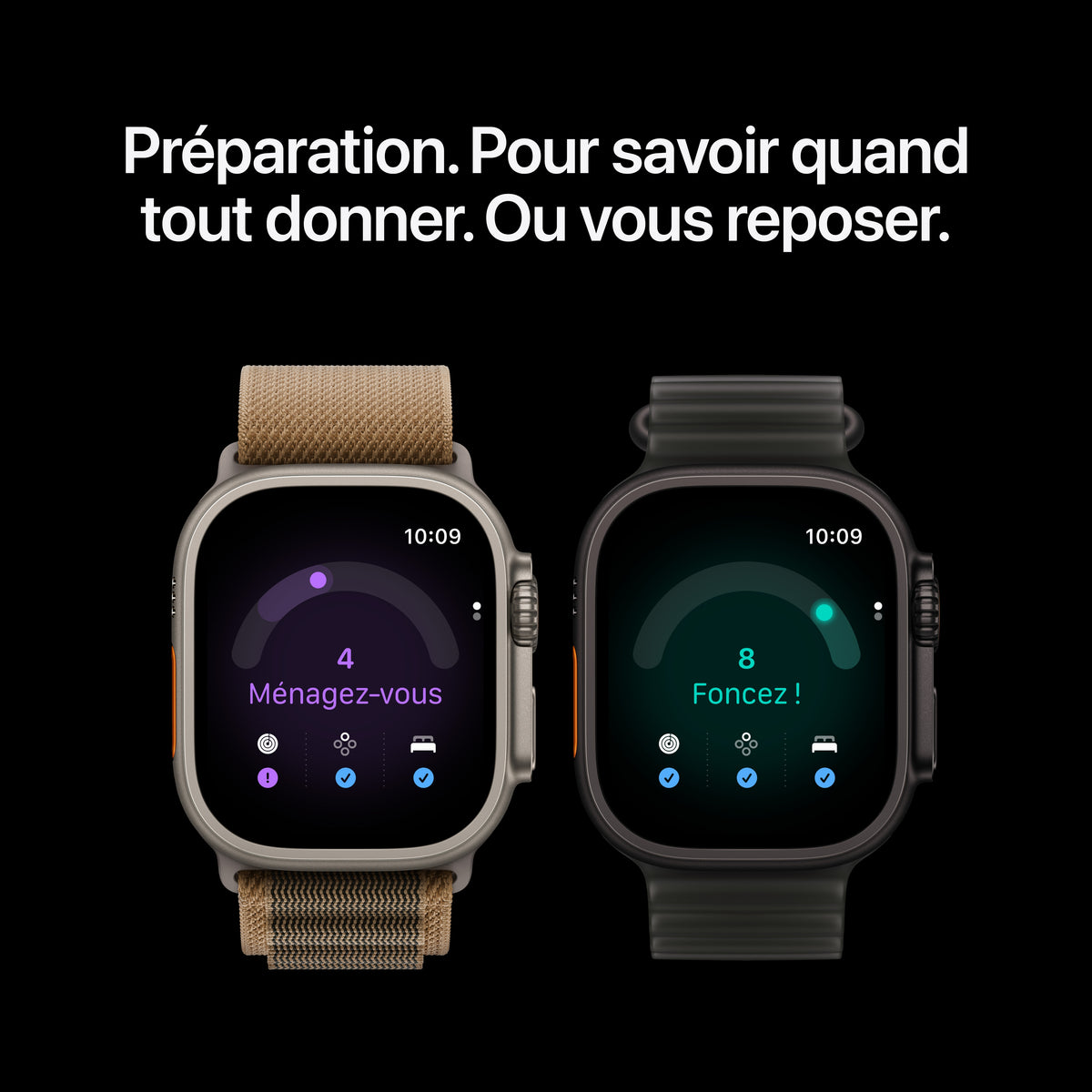 Apple Watch Ultra 4 GPS + Cellular, Boîtier en titane naturel de 49 mm, Boucle Trail sable - M/L