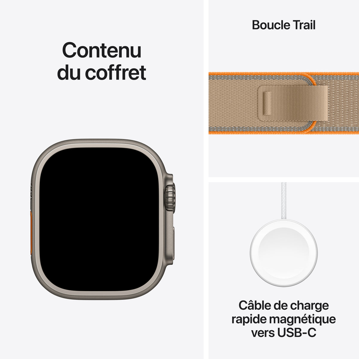 Apple Watch Ultra 4 GPS + Cellular, Boîtier en titane naturel de 49 mm, Boucle Trail sable - M/L