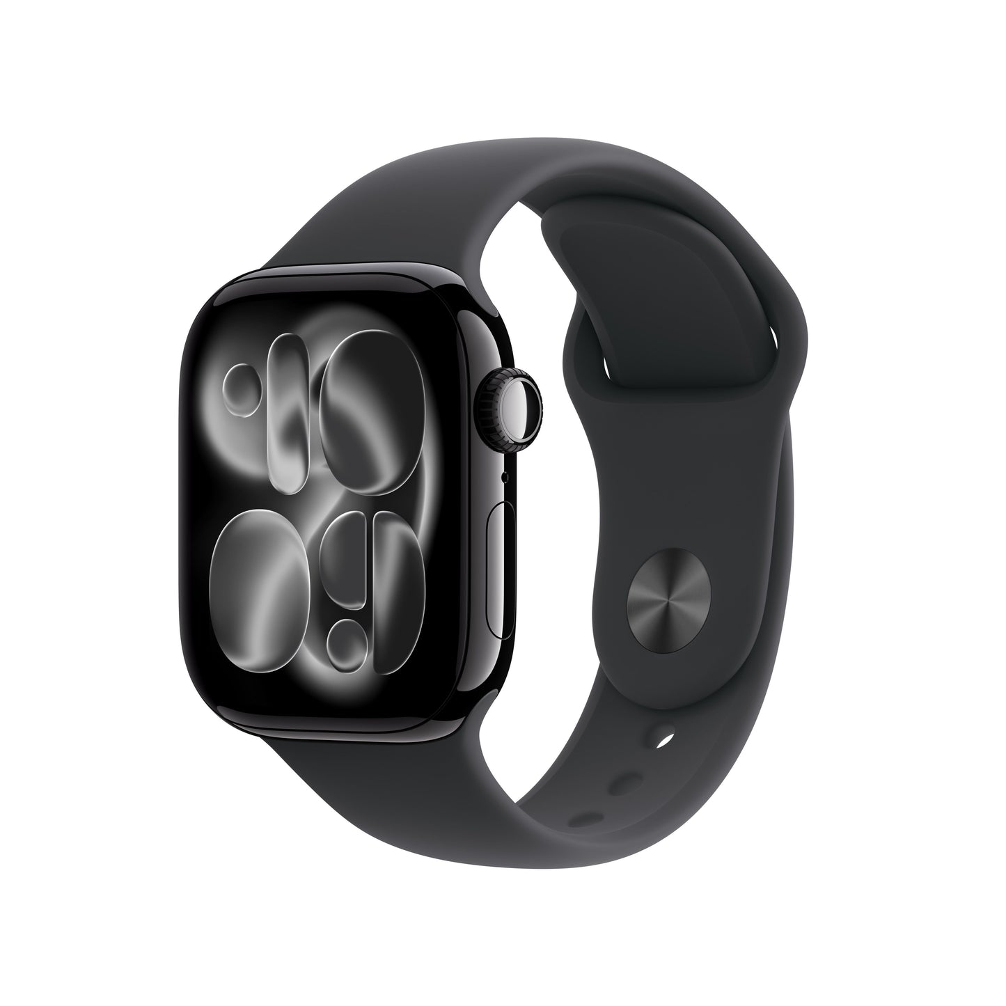 Apple Watch Series 11 GPS, Boîtier en aluminium noir de jais 42 mm, Bracelet Sport noir - M/L