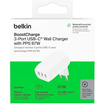 Belkin BoostCharge Chargeur Mural 3 x USB-C • 67W