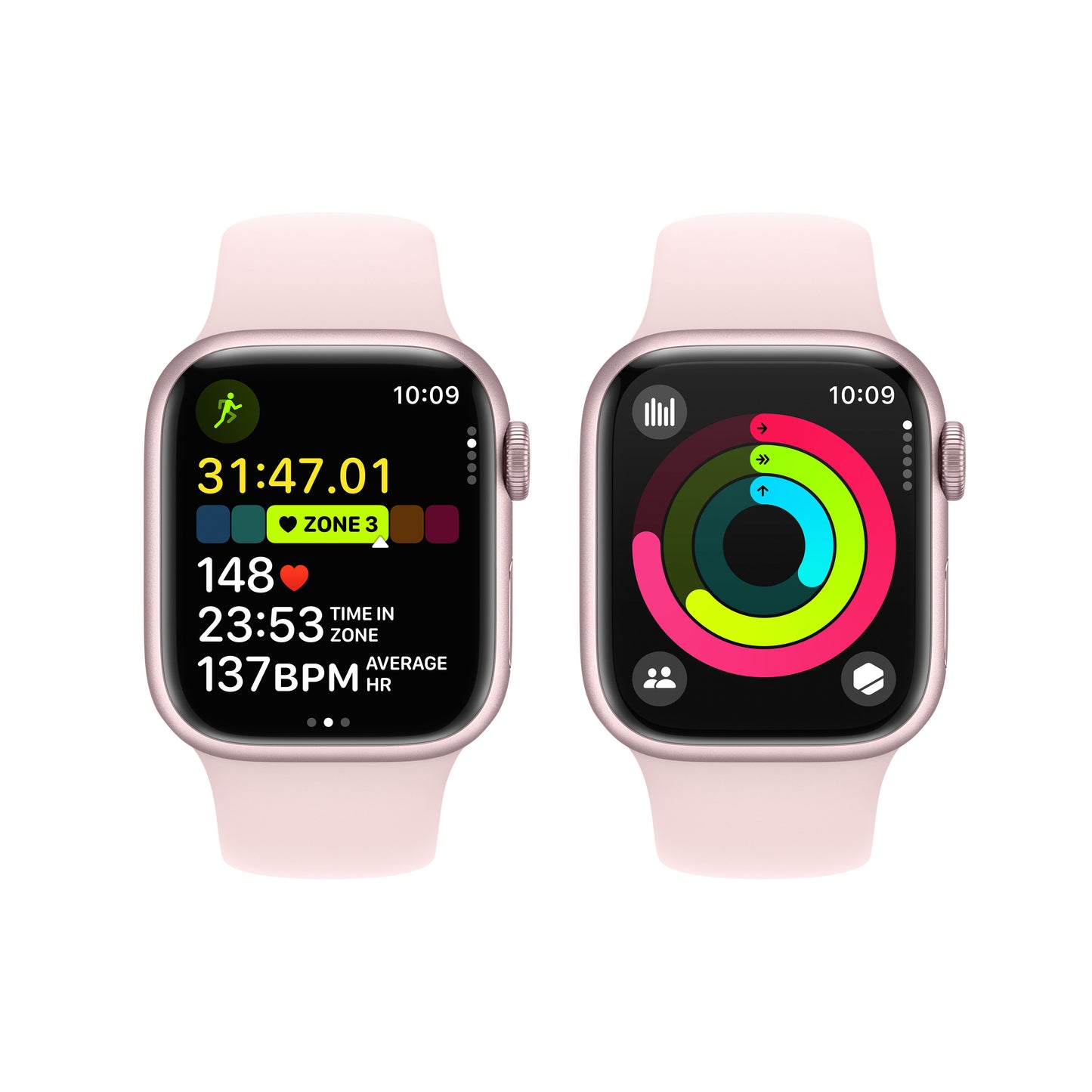 Apple Watch Series 9 • 41mm Rose • Bracelet Sport Rose M/L