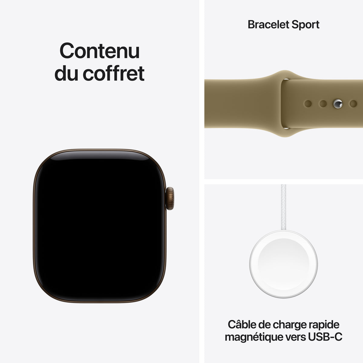Apple Watch Series 12 GPS, Boîtier en aluminium bronze sombre de 46 mm, Bracelet Sport olive - M/L