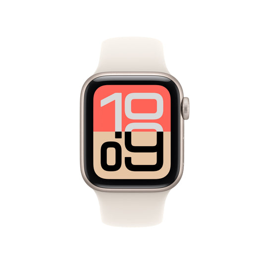 Apple Watch SE 3 GPS, Boîtier en aluminium lumière stellaire de 40 mm, Bracelet Sport lumière stellaire - S/M