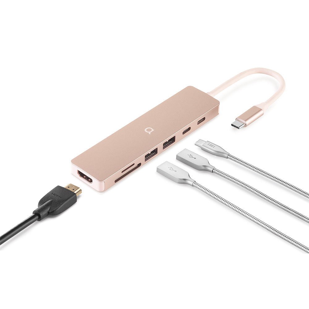 Lineheart • Stream Hub USB-C 7-en-1 pour MacBook Neo • Blush