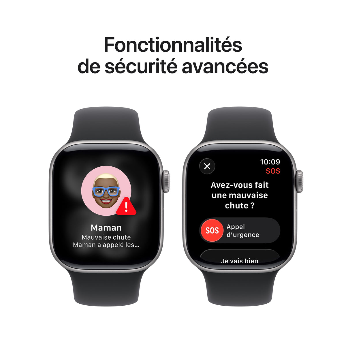 Apple Watch Series 11 GPS, Boîtier en aluminium gris sidéral 42 mm, Bracelet Sport noir - S/M