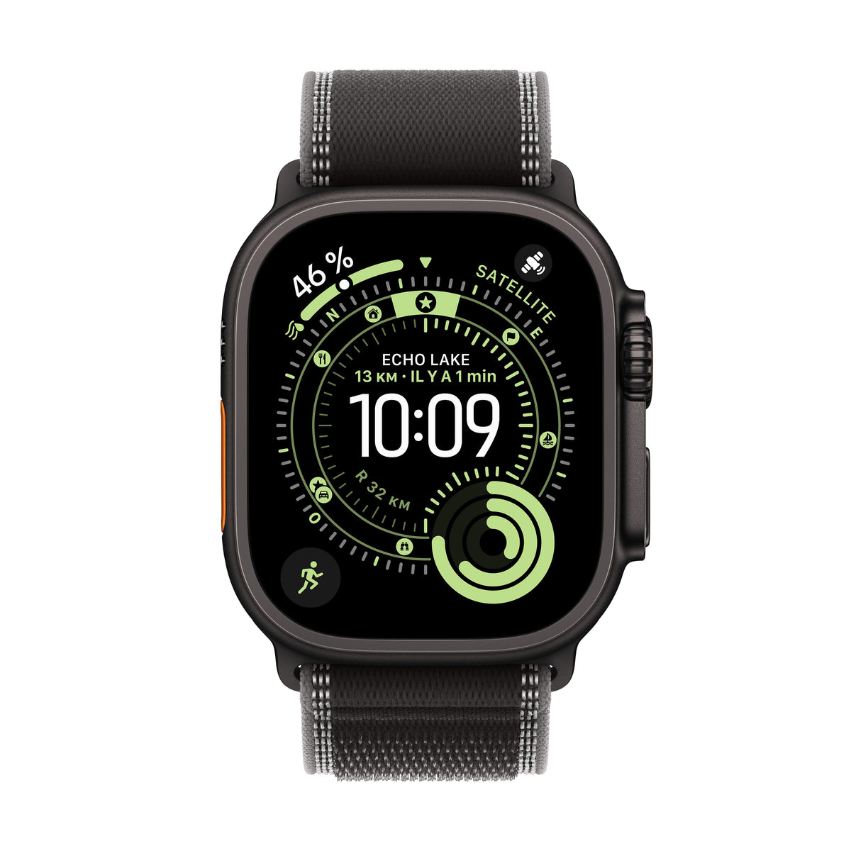 Apple Watch Ultra 3 GPS + Cellular, Boîtier en titane noir de 49 mm, Boucle Alpine noir/charbon - S/M