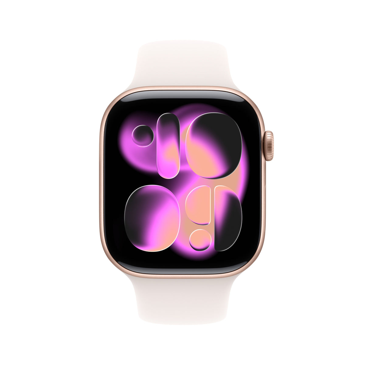 Apple Watch Series 11 GPS, Boîtier en aluminium or rose 46 mm, Bracelet Sport rose tendre - M/L