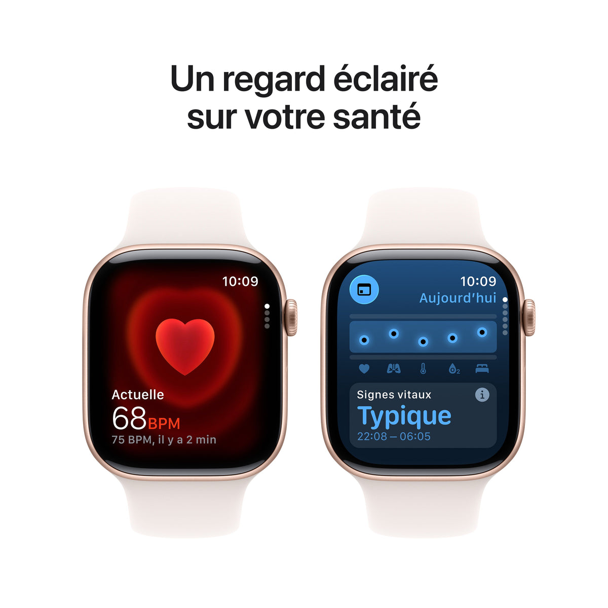 Apple Watch Series 11 GPS, Boîtier en aluminium or rose 46 mm, Bracelet Sport rose tendre - M/L