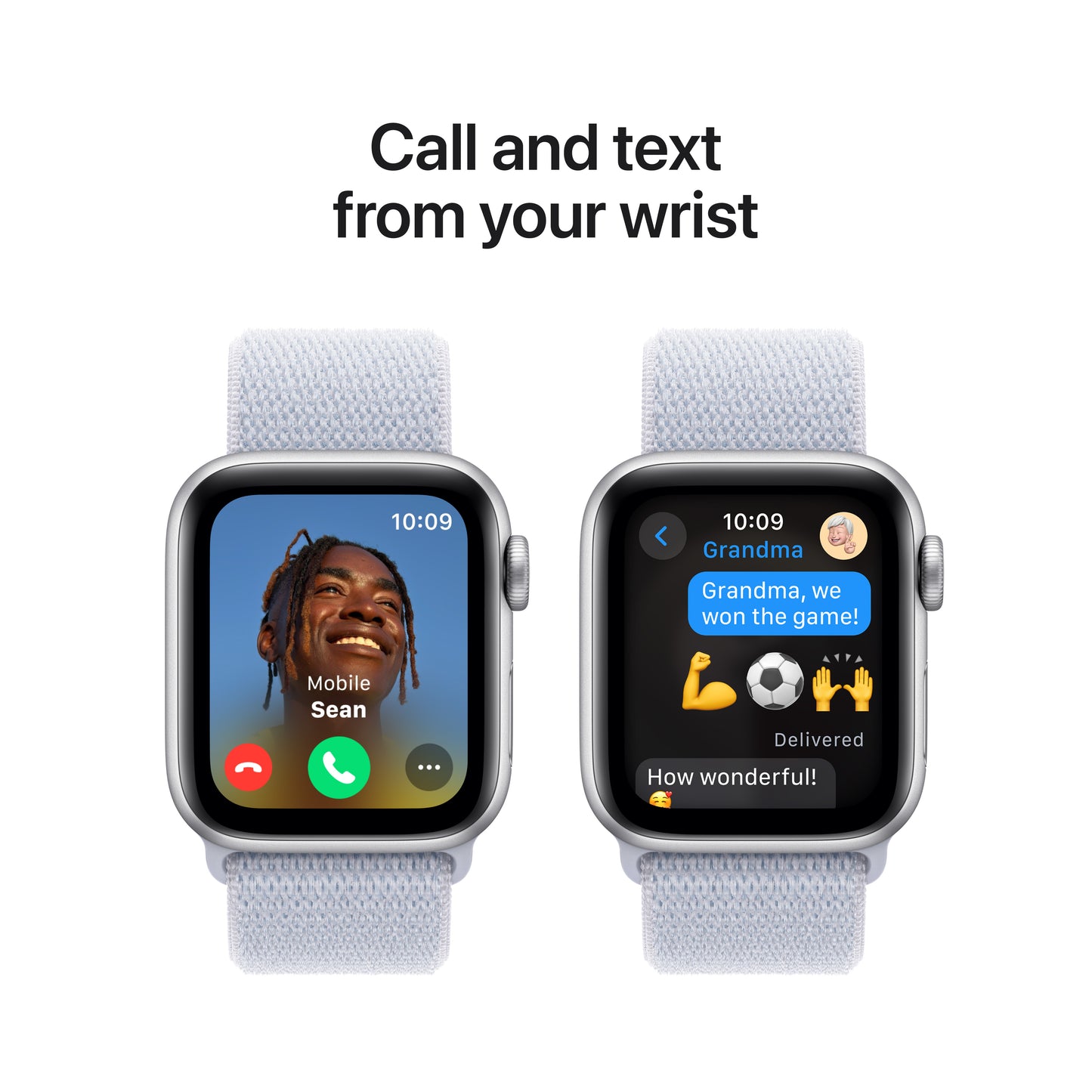 Apple Watch SE (2ème gén) • 40mm Argent • Boucle Sport Nuée Bleue