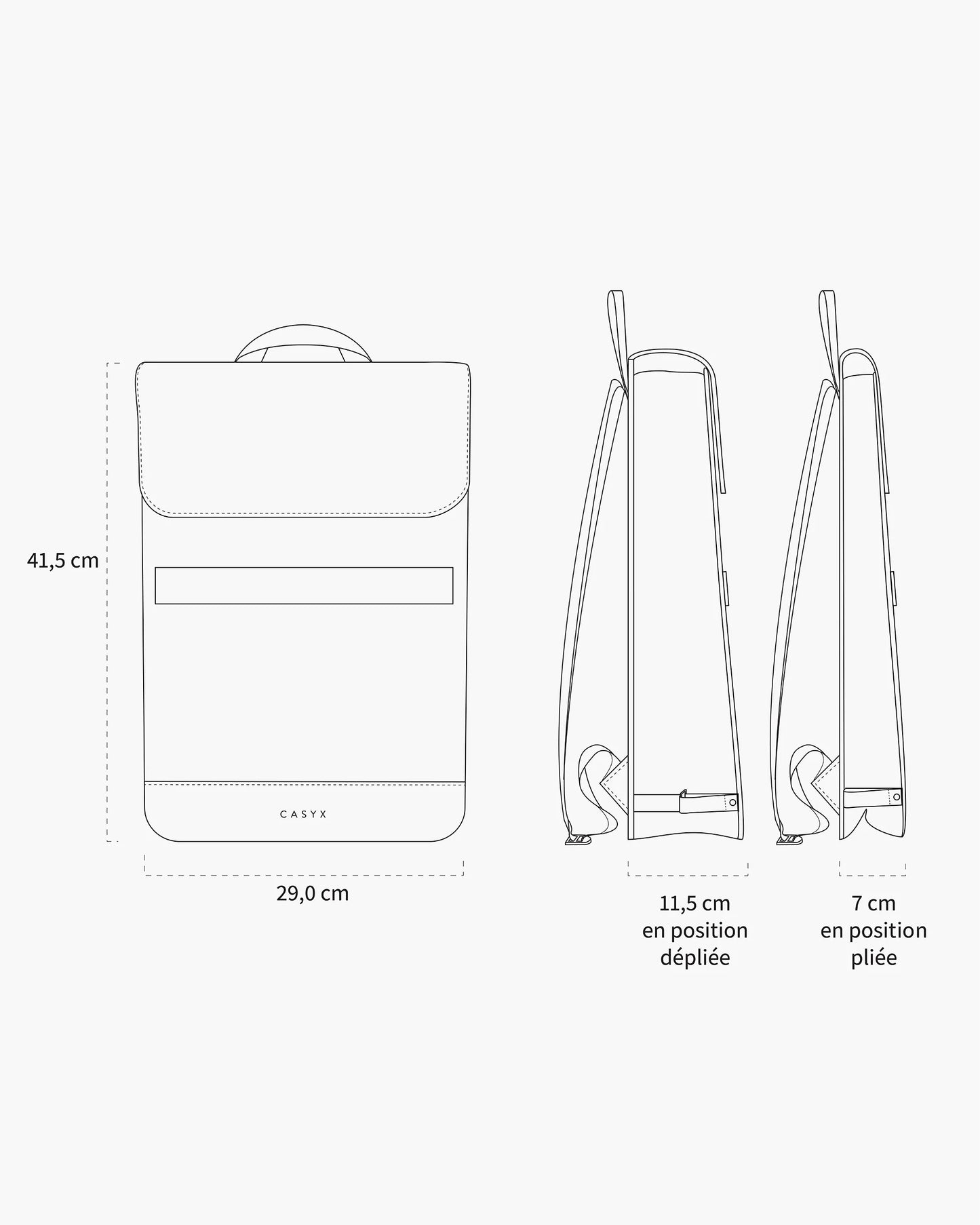 Casyx Storm • Sac à dos imperméable et modulable • Gris Brume