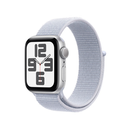 Apple Watch SE (2ème gén) • 40mm Argent • Boucle Sport Nuée Bleue