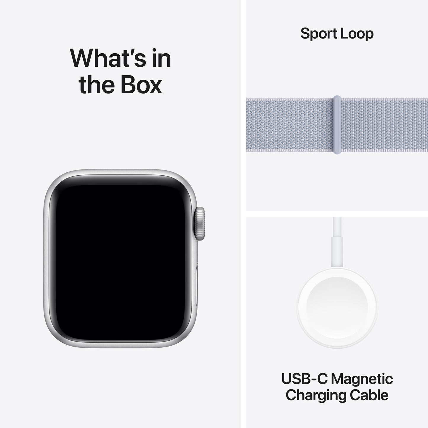 Apple Watch SE (2ème gén) • 40mm Argent • Boucle Sport Nuée Bleue