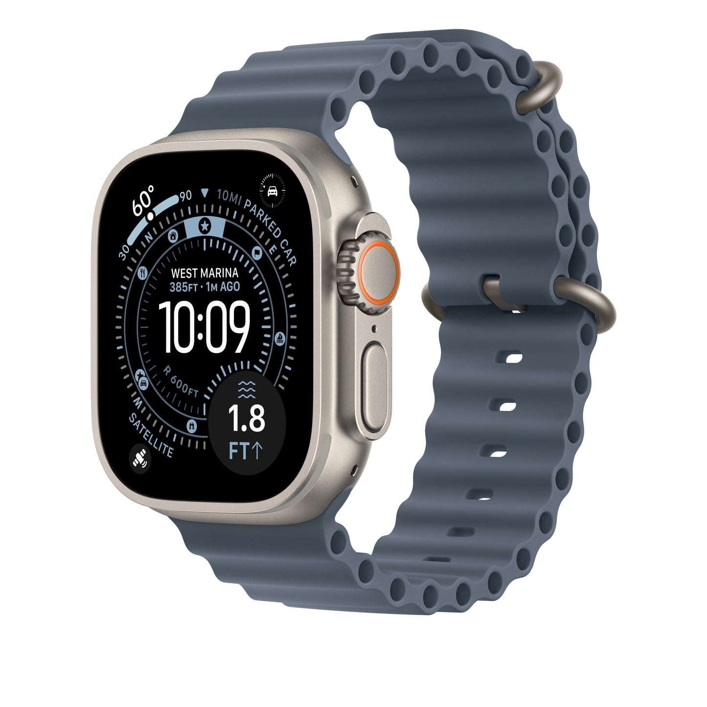 Extension pour Bracelet Océan bleu maritime 49 mm - Finition titane naturel