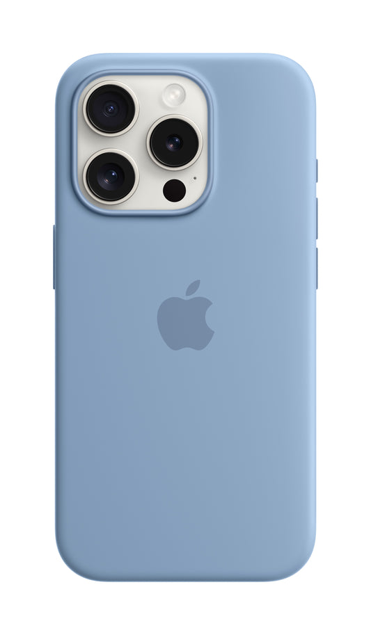 Apple • Coque en silicone avec MagSafe pour iPhone 15 Pro • Bleu d'iver