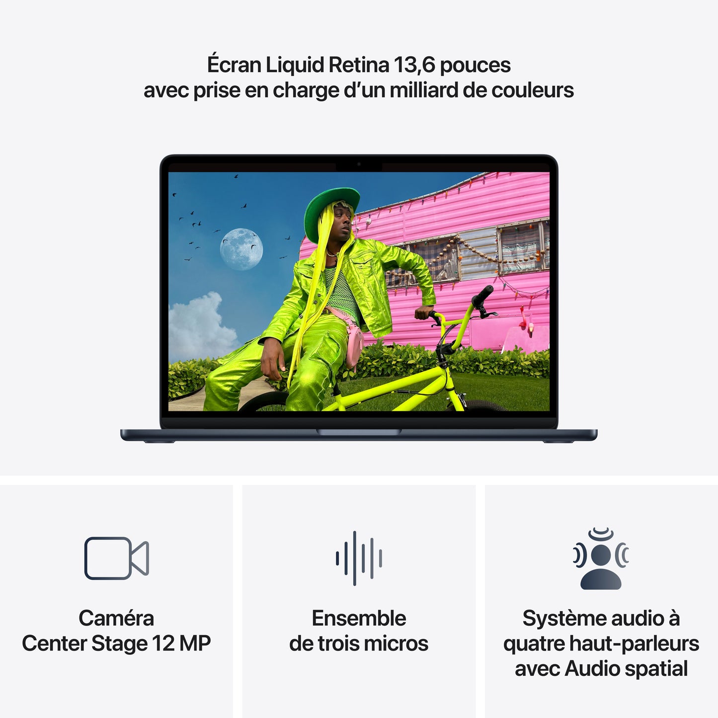 MacBook Air 13 pouces: Puce Apple M5 avec CPU 10 cœurs et GPU 10 cœurs, 1 To SSD - Minuit