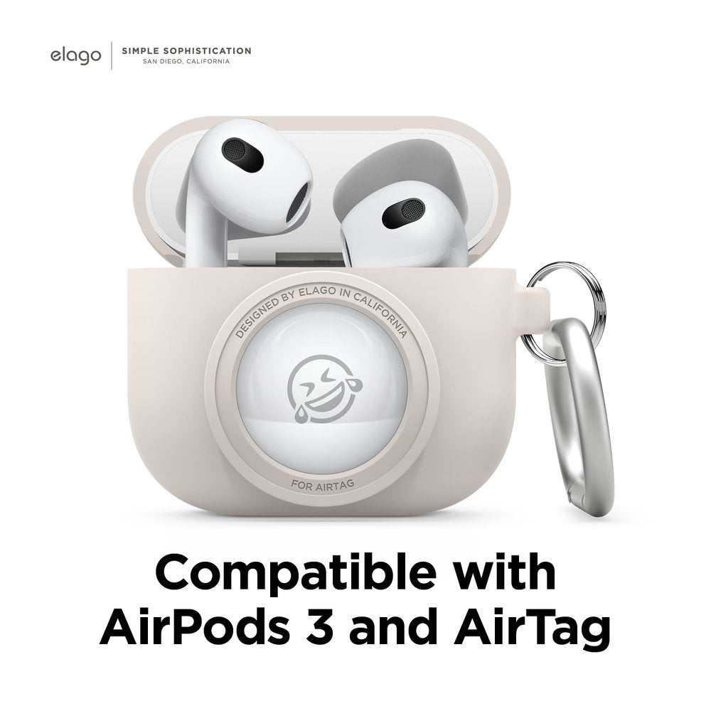 ELAGO Airpods 3 • Coque avec emplacement pour Airtag • Gris Sable