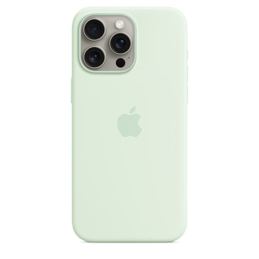 Apple • Coque en silicone avec MagSafe pour iPhone 15 Pro Max • Menthe Douce