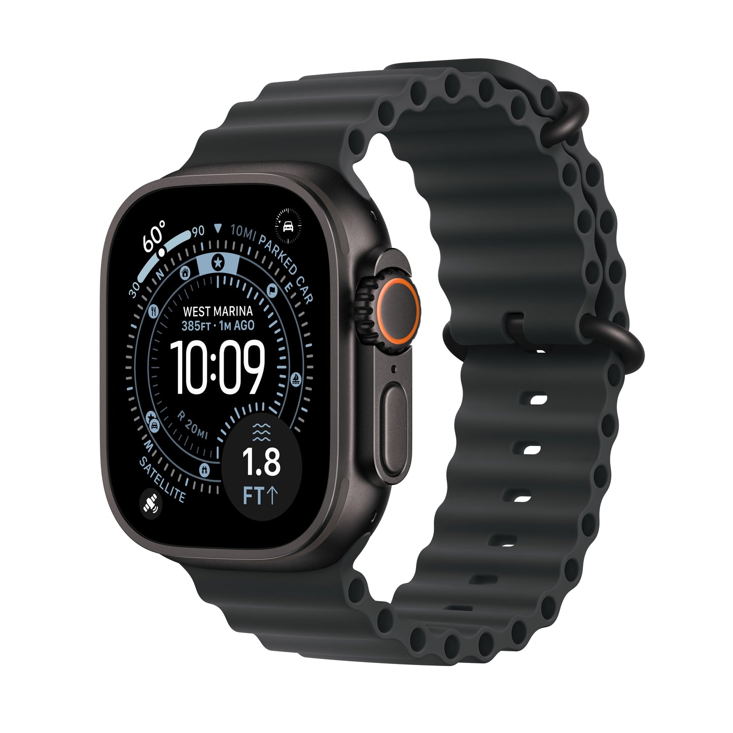 Apple • Apple Watch Ultra 3 • Titane noir • Bracelet Ocean noir