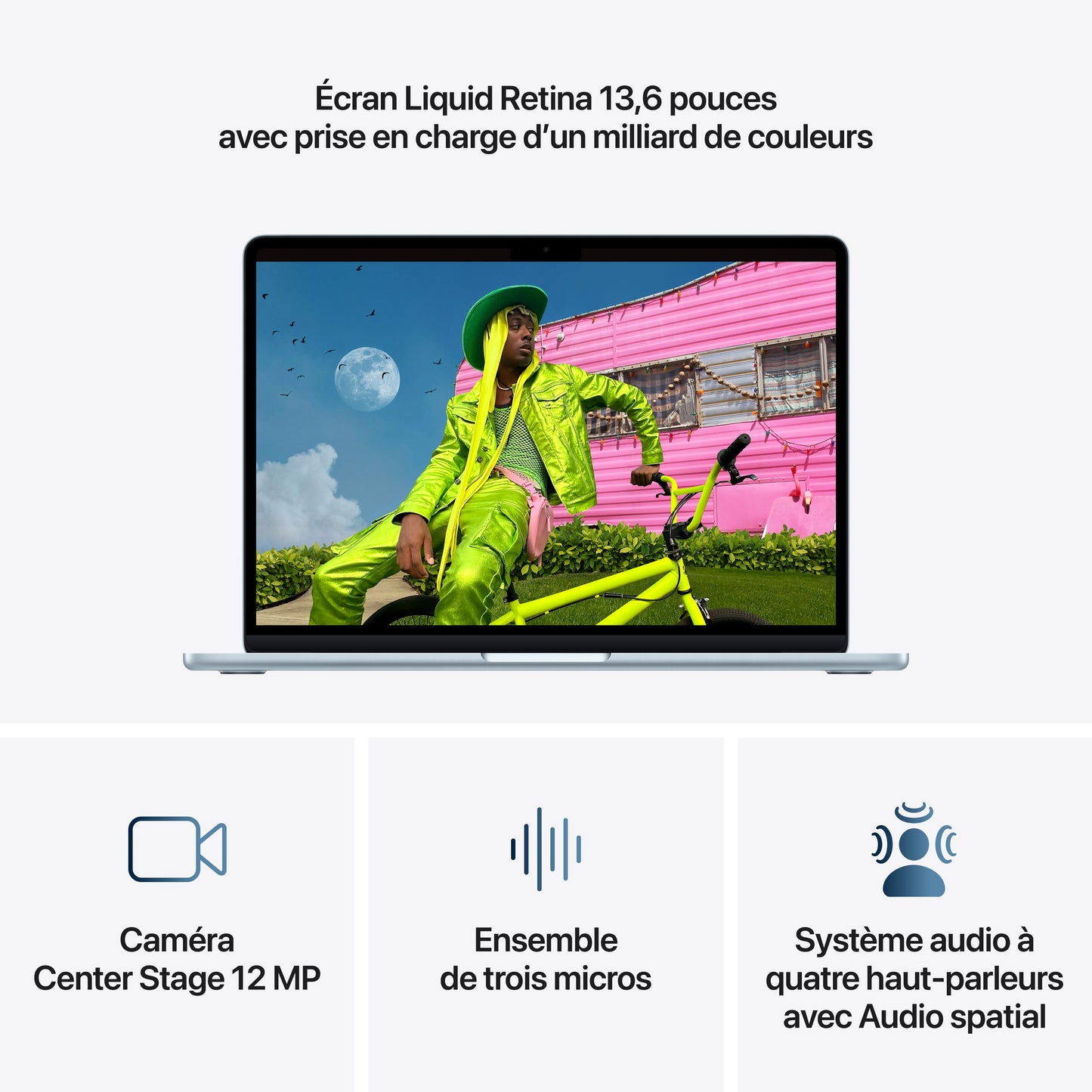 MacBook Air 13 pouces: Puce Apple M5 avec CPU 10 cœurs et GPU 8 cœurs, 512 Go SSD - Ciel