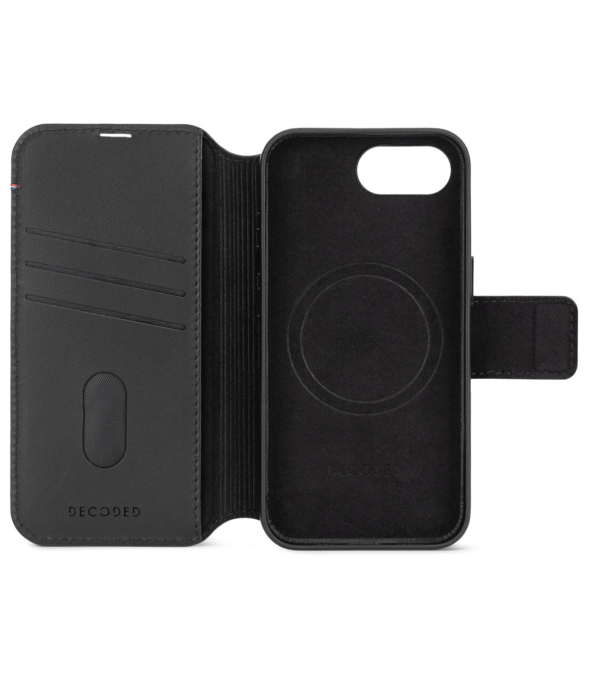 Decoded • Étui Portefeuille Détachable en Cuir pour iPhone 16e • Noir