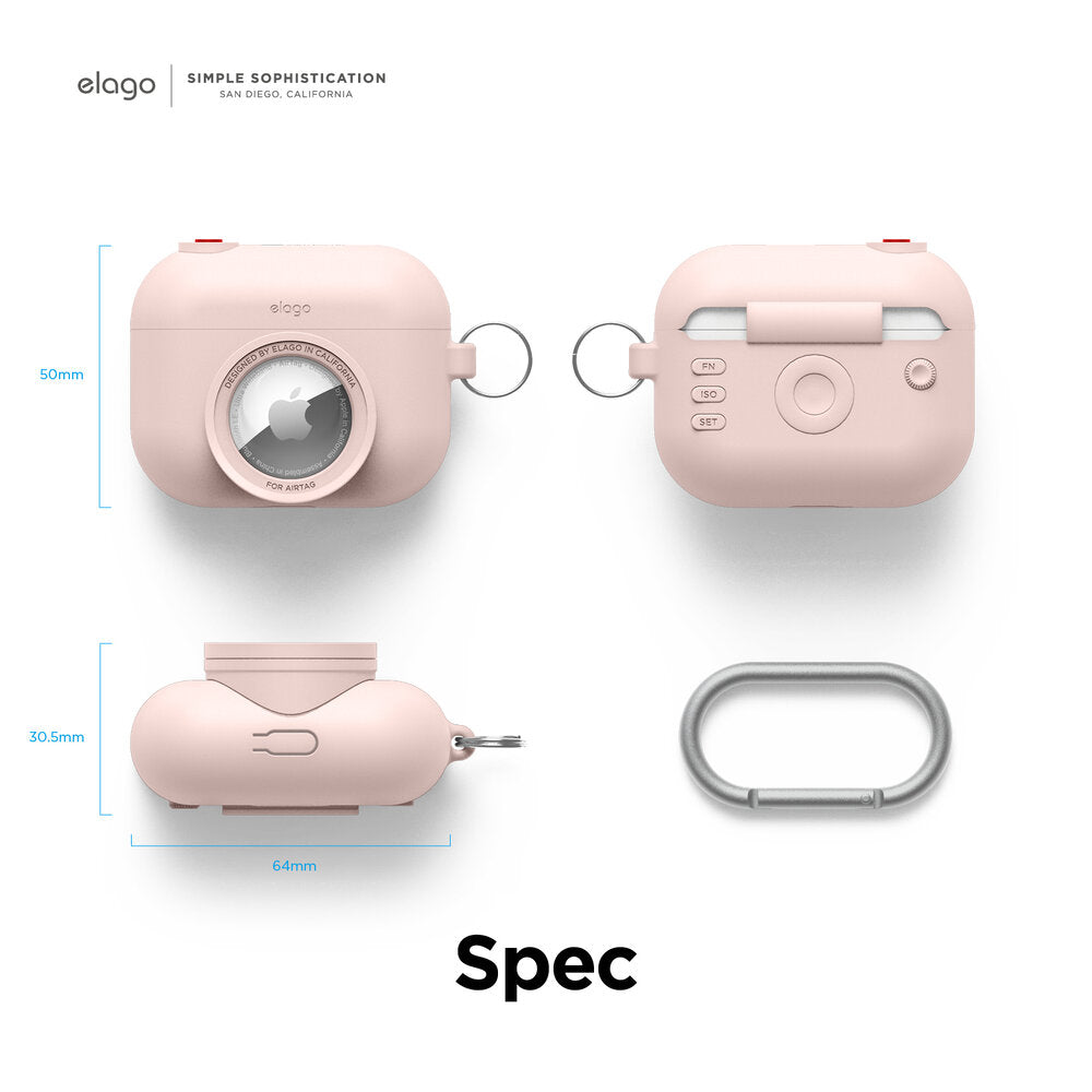 ELAGO Airpods 3 • Coque avec emplacement pour Airtag • Rose des Sables