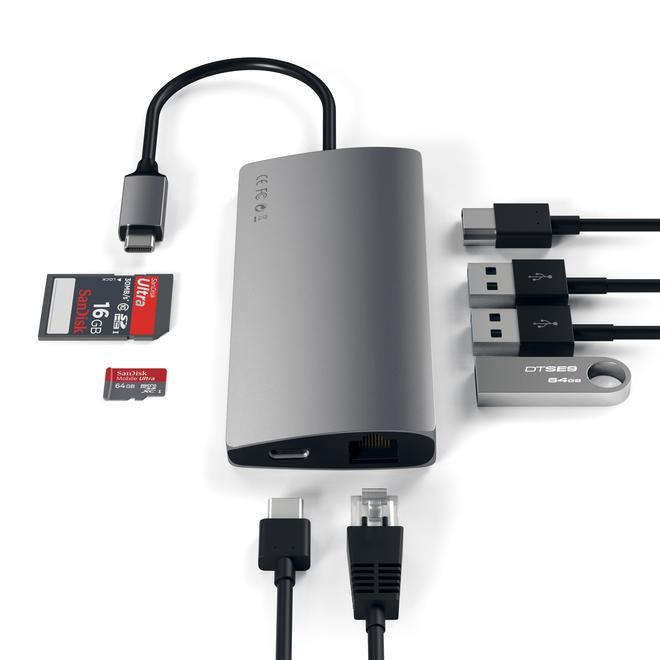 Satechi Adaptateur Multiport avec Ethernet • Gris Sidéral