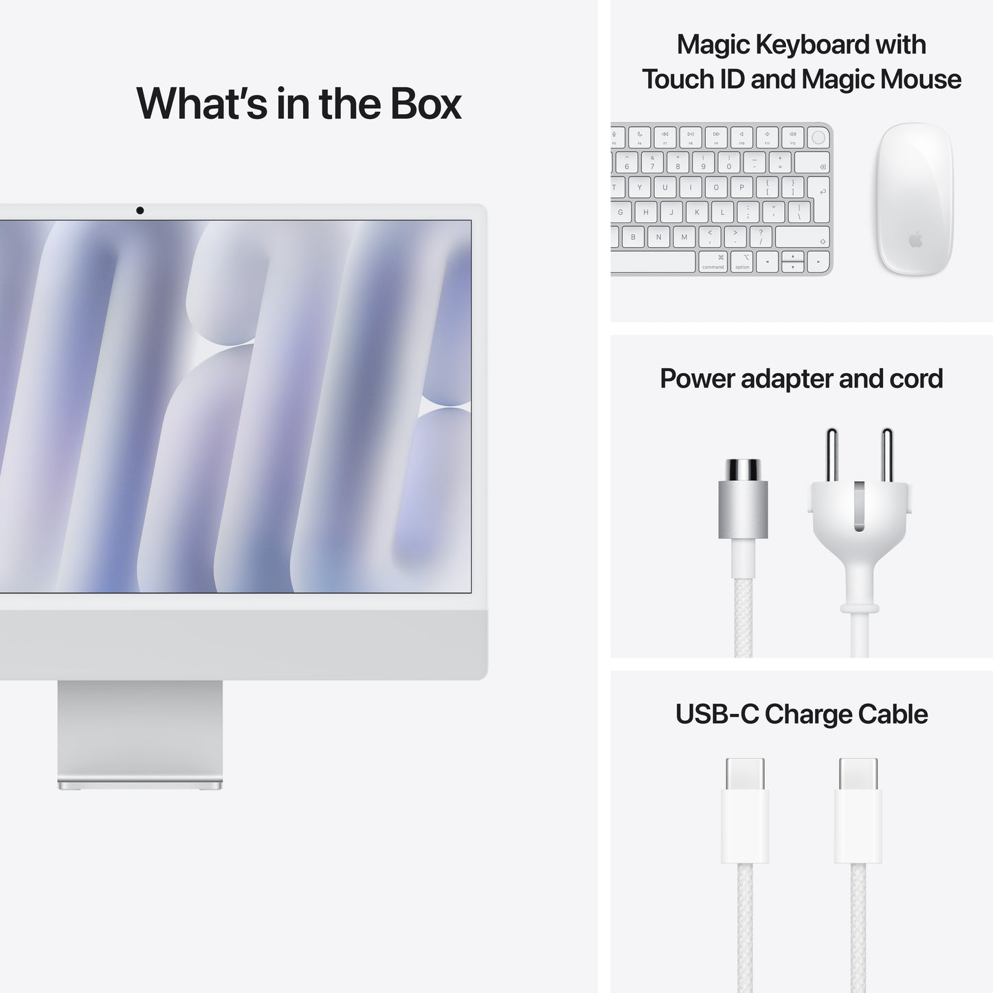 iMac 24" M4 10C/16GB/256GB/GPU10C/Gbit • Français • Touch Num • Argent