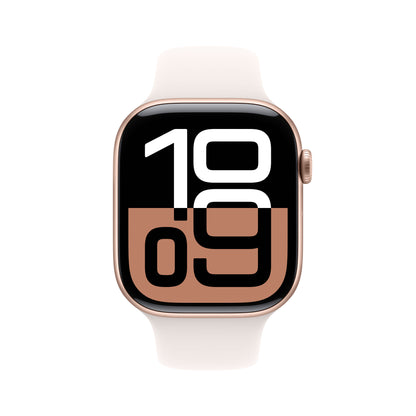 Apple Watch Series 10 • 46mm Rose Gold • Bracelet Sport Rose Tendre • S/M