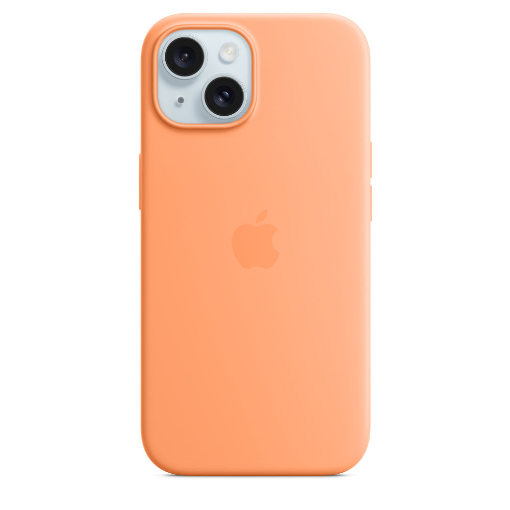 Apple • Coque en silicone avec MagSafe pour iPhone 15 • Sorbet à l'orange