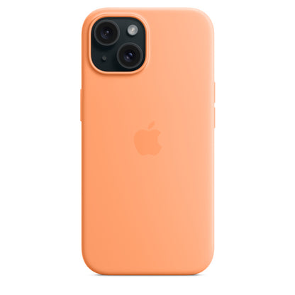 Apple • Coque en silicone avec MagSafe pour iPhone 15 • Sorbet à l'orange
