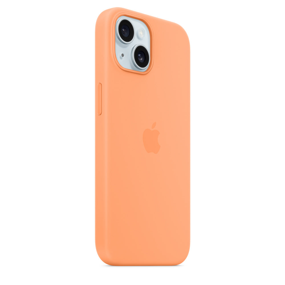 Apple • Coque en silicone avec MagSafe pour iPhone 15 • Sorbet à l'orange