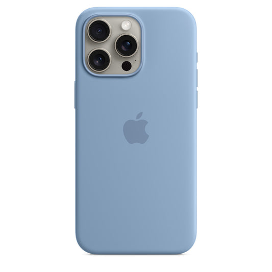 Apple • Coque en silicone avec MagSafe pour iPhone 15 Pro Max • Bleu d'hiver