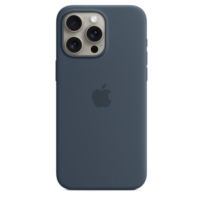 Apple • Coque en silicone avec MagSafe pour iPhone 15 Pro Max • Bleu orage