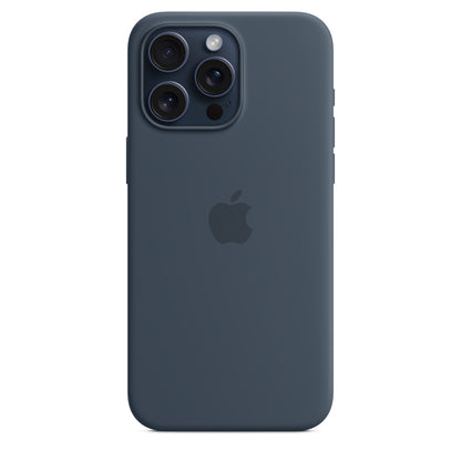 Apple • Coque en silicone avec MagSafe pour iPhone 15 Pro Max • Bleu orage