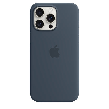 Apple • Coque en silicone avec MagSafe pour iPhone 15 Pro Max • Bleu orage