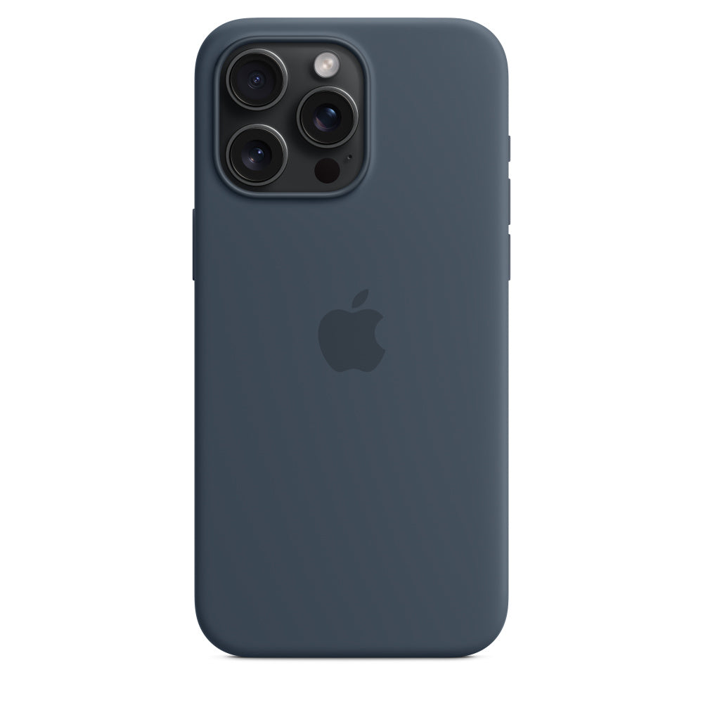 Apple • Coque en silicone avec MagSafe pour iPhone 15 Pro Max • Bleu orage