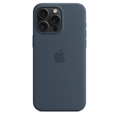 Apple • Coque en silicone avec MagSafe pour iPhone 15 Pro Max • Bleu orage