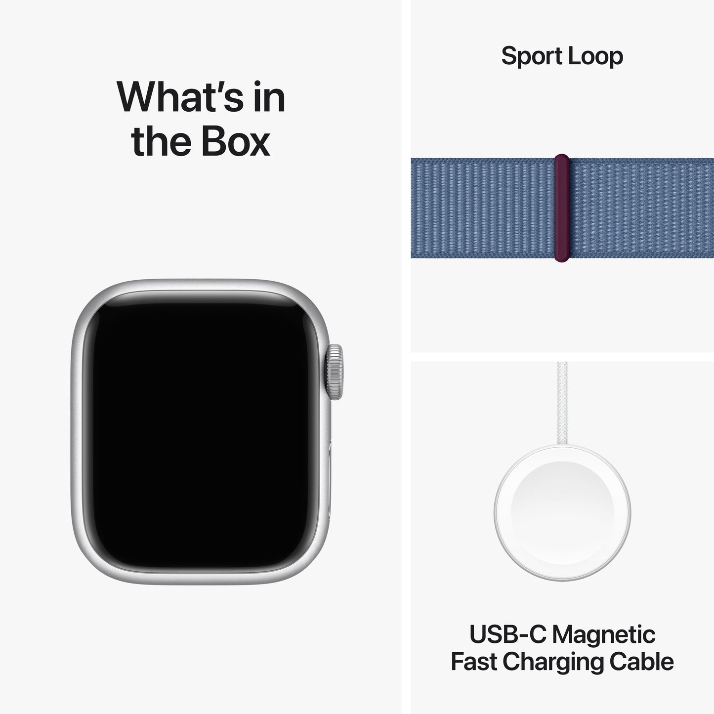 Apple Watch Series 9 • 41mm Argent • Boucle Sport Bleu Hiver