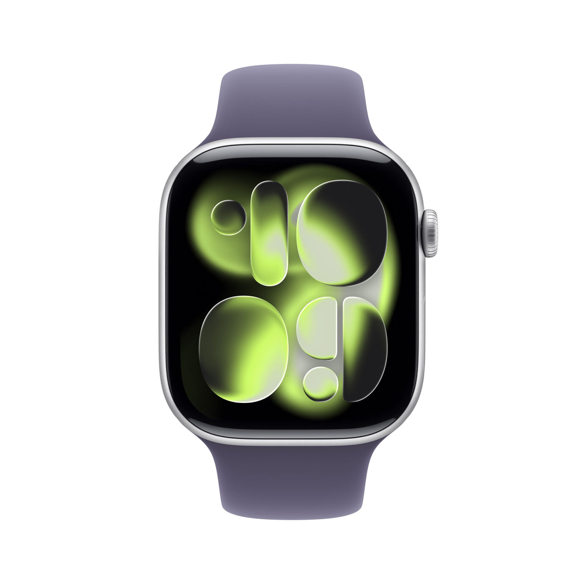 Apple Watch Series 11 GPS, Boîtier en aluminium argent 46 mm, Bracelet Sport brume violette - S/M
