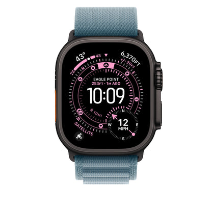Apple • Boucle Alpine • Bleu Clair – 49 mm (titane noir, taille S)